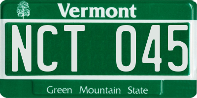 VT license plate NCT045