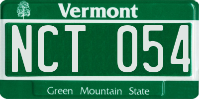 VT license plate NCT054