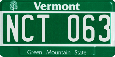 VT license plate NCT063