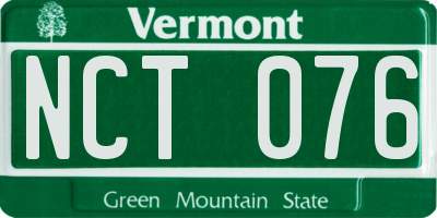 VT license plate NCT076