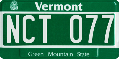 VT license plate NCT077