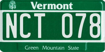 VT license plate NCT078