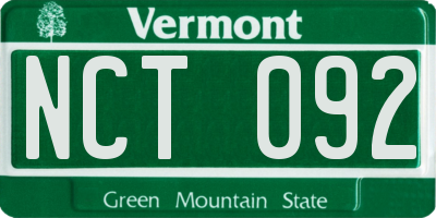 VT license plate NCT092