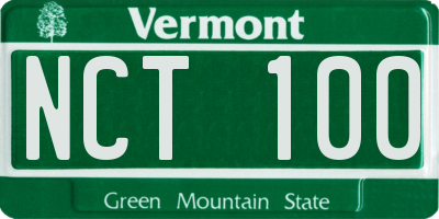 VT license plate NCT100