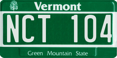 VT license plate NCT104