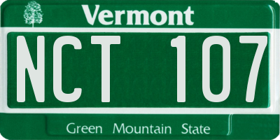 VT license plate NCT107