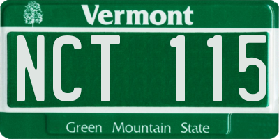 VT license plate NCT115
