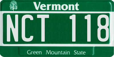 VT license plate NCT118
