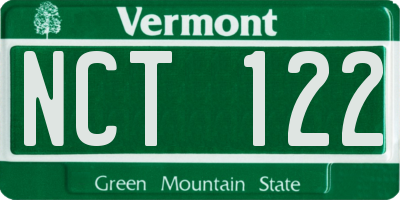 VT license plate NCT122