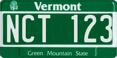 VT license plate NCT123