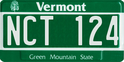 VT license plate NCT124