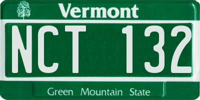 VT license plate NCT132
