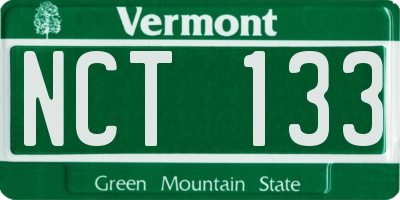 VT license plate NCT133