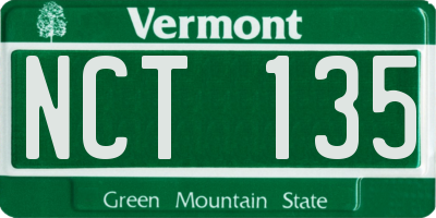 VT license plate NCT135