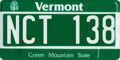 VT license plate NCT138