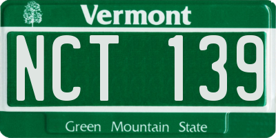 VT license plate NCT139