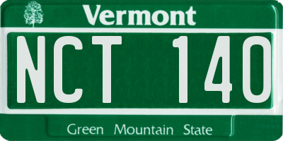 VT license plate NCT140