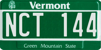 VT license plate NCT144