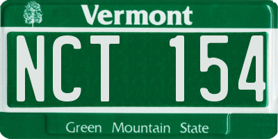 VT license plate NCT154