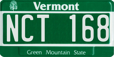VT license plate NCT168
