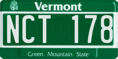 VT license plate NCT178
