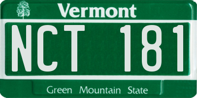 VT license plate NCT181
