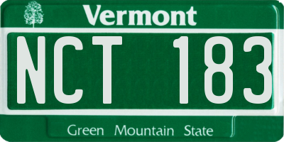 VT license plate NCT183