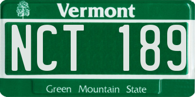 VT license plate NCT189