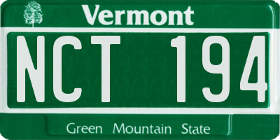VT license plate NCT194