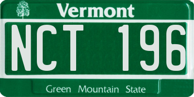 VT license plate NCT196