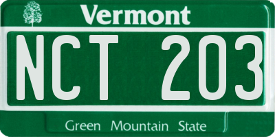 VT license plate NCT203
