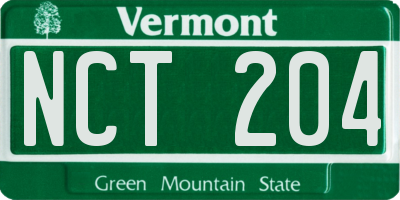 VT license plate NCT204
