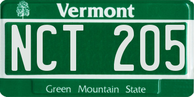 VT license plate NCT205