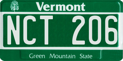 VT license plate NCT206