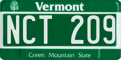VT license plate NCT209