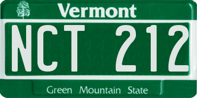 VT license plate NCT212