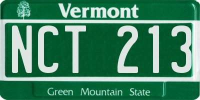 VT license plate NCT213