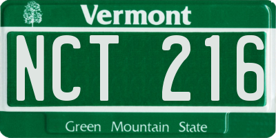 VT license plate NCT216
