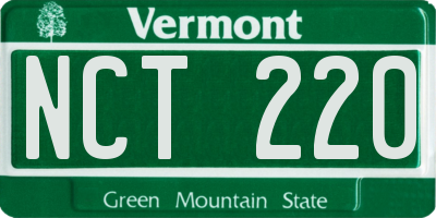 VT license plate NCT220