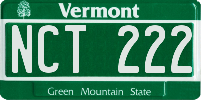 VT license plate NCT222