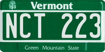 VT license plate NCT223