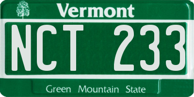 VT license plate NCT233