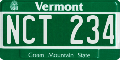 VT license plate NCT234