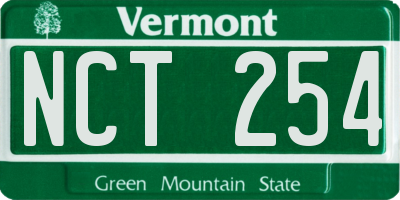 VT license plate NCT254