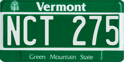 VT license plate NCT275