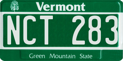 VT license plate NCT283