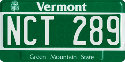 VT license plate NCT289