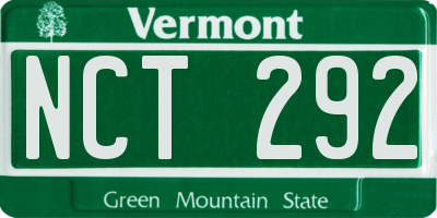 VT license plate NCT292