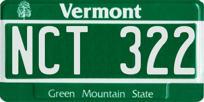 VT license plate NCT322
