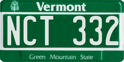 VT license plate NCT332
